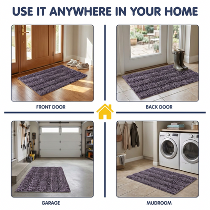 Muddymats® StripeMax Dog Floor Mat for Muddy Paws – Thick Plush Striped Chenille Muddy Carpet®, Super Water Absorbent Microfiber, Quick Dry, Slip Resistant Washable Indoor Mat