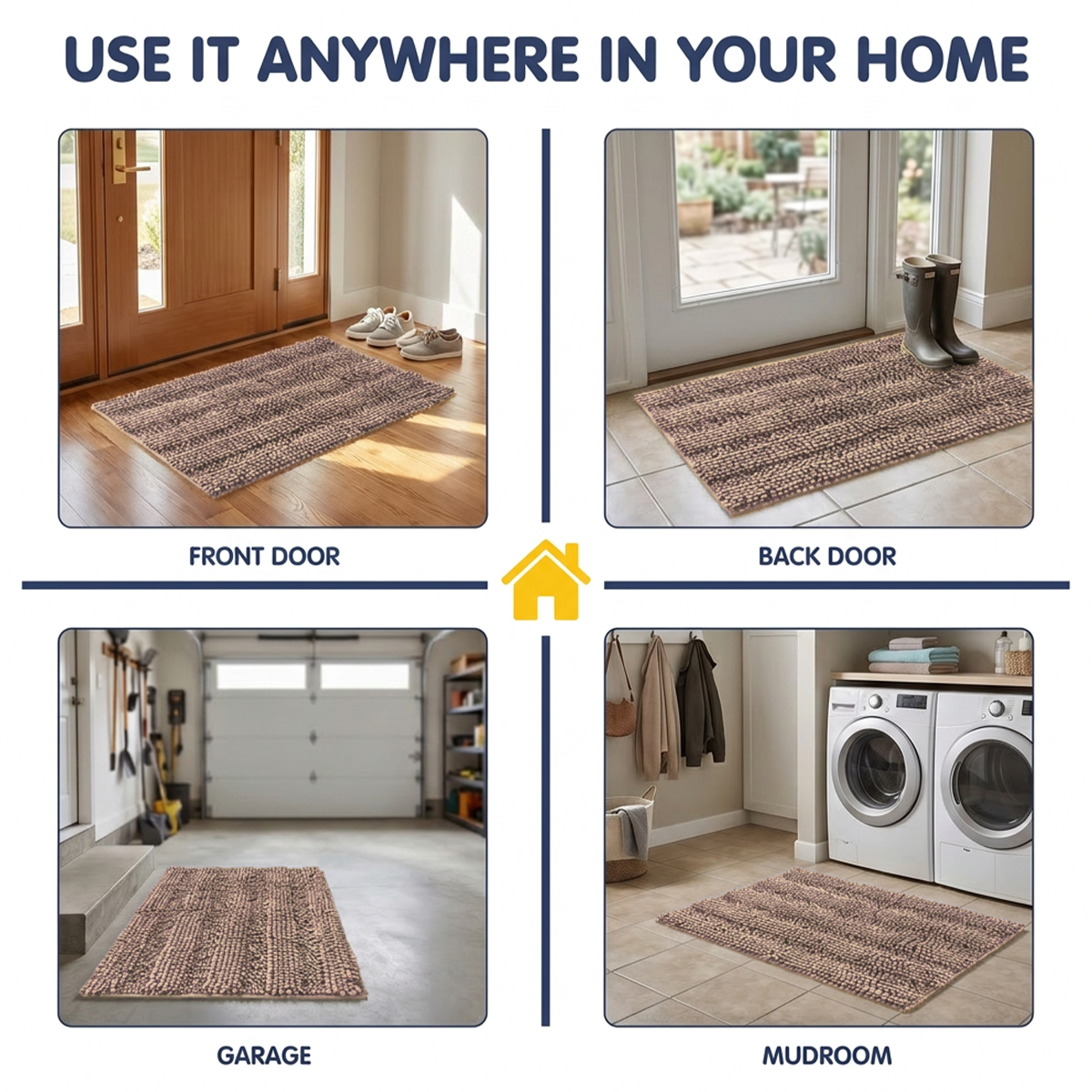 Muddymats® StripeMax Dog Floor Mat for Muddy Paws – Thick Plush Striped Chenille Muddy Carpet®, Super Water Absorbent Microfiber, Quick Dry, Slip Resistant Washable Indoor Mat