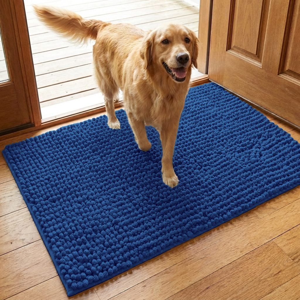 Muddymats® T.Max Dog Door Mat for Muddy Paws – Dirt-Trapping Chenille Entryway Muddy Carpet®, Super Water Absorbent Microfiber, Quick Dry, Slip Resistant Washable Indoor Mat