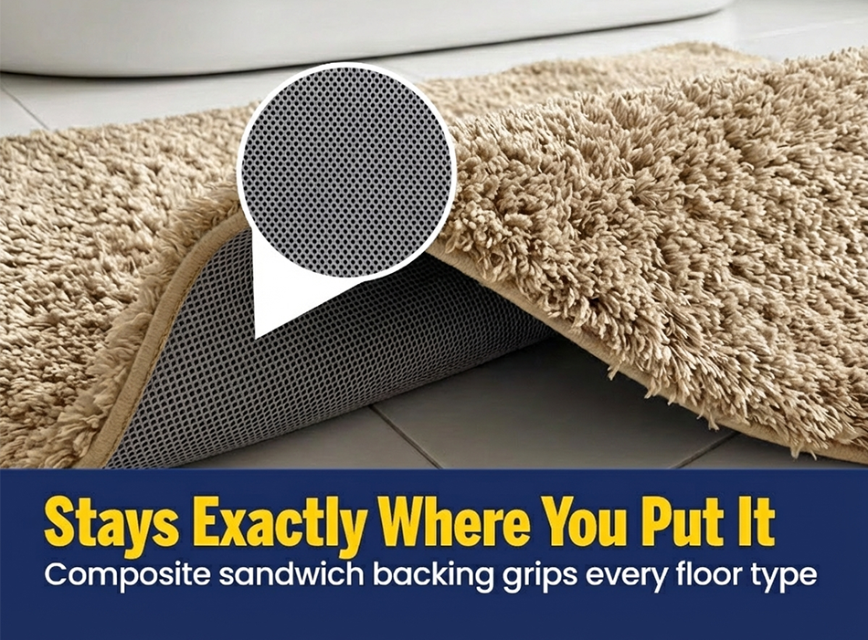 Muddymats® Fluffy Bathroom Rug, Soft Absorbent Microfiber Bath Mat, Non Slip, Quick Dry, Machine Washable for Bathroom Floor, Tub, Shower, Toilet and Sink