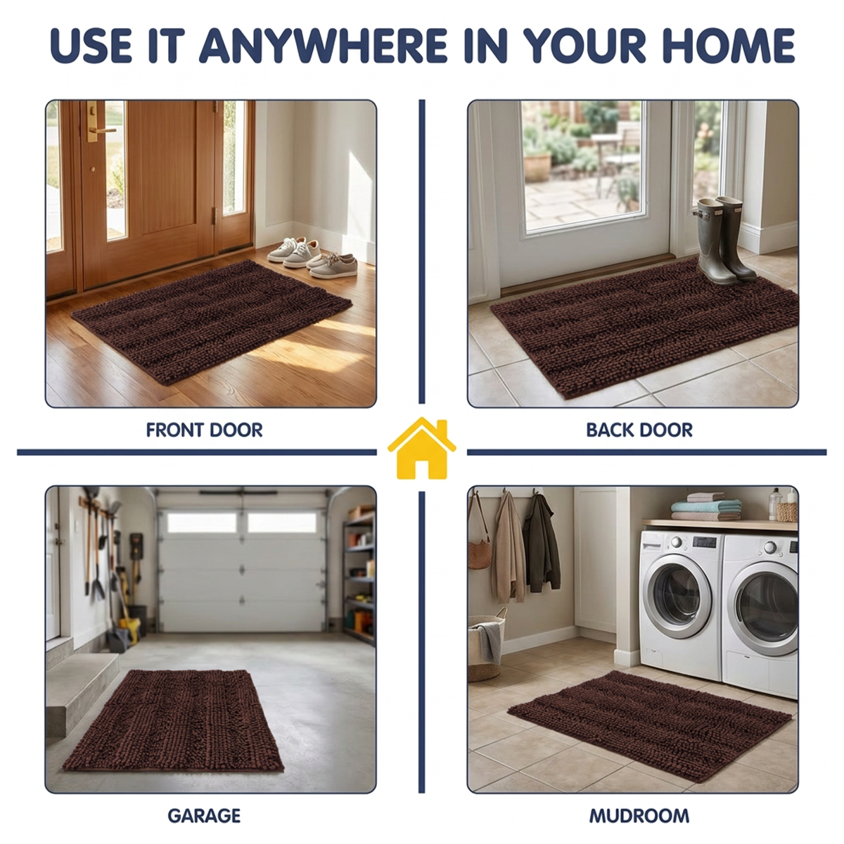 Muddymats® StripeMax Dog Floor Mat for Muddy Paws – Thick Plush Striped Chenille Muddy Carpet®, Super Water Absorbent Microfiber, Quick Dry, Slip Resistant Washable Indoor Mat