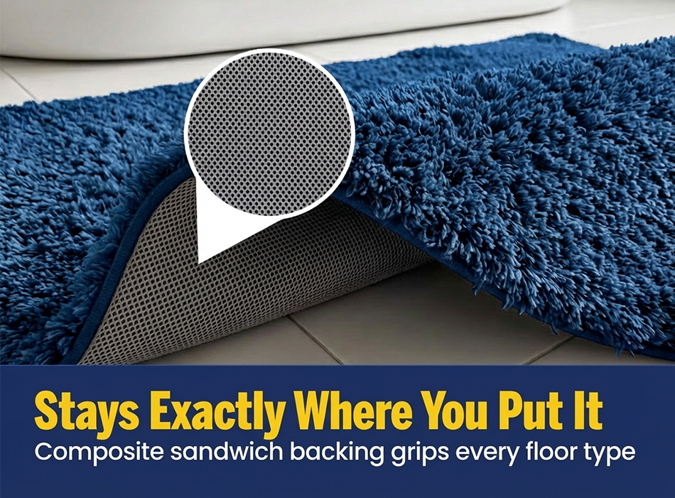 Muddymats® Fluffy Bathroom Rug, Soft Absorbent Microfiber Bath Mat, Non Slip, Quick Dry, Machine Washable for Bathroom Floor, Tub, Shower, Toilet and Sink