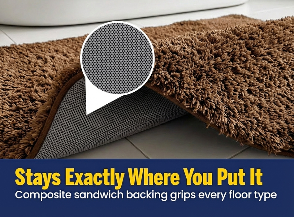 Muddymats® Fluffy Bathroom Rug, Soft Absorbent Microfiber Bath Mat, Non Slip, Quick Dry, Machine Washable for Bathroom Floor, Tub, Shower, Toilet and Sink