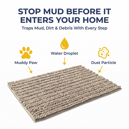 Muddymats® DuoMax Dog Door Mat for Muddy Paws – Dual-Texture Absorbent Mat Chenille Entryway Muddy Carpet®, Microfiber Quick Dry, Slip Resistant Machine Washable Indoor Mat