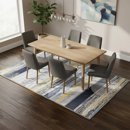 Muddy Carpet Horizon Washable Area Rugs for Living Room, Bedroom & Dining Room – Modern Soft Low Pile Non Slip Carpet – Pet Friendly Waterproof Foldable Rugs for Home