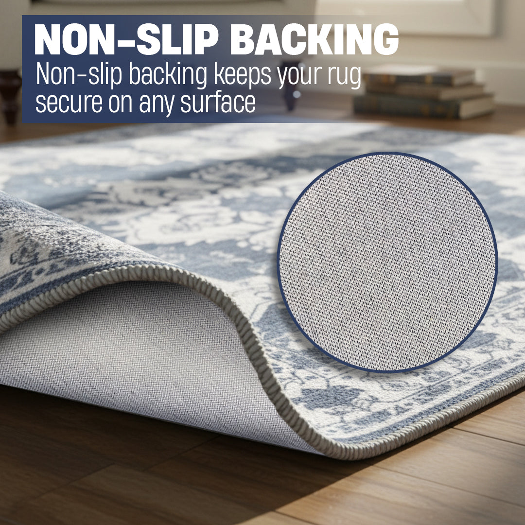Muddy Carpet Navybell Washable Area Rugs for Living Room, Bedroom & Dining Room – Modern Soft Low Pile Non Slip Carpet – Pet Friendly Waterproof Foldable Rugs for Home