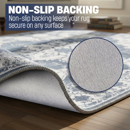 Muddy Carpet Navybell Washable Area Rugs for Living Room, Bedroom & Dining Room – Modern Soft Low Pile Non Slip Carpet – Pet Friendly Waterproof Foldable Rugs for Home