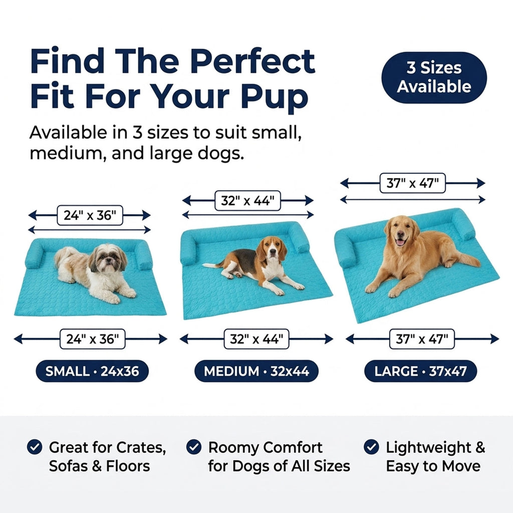 Muddymats® Ice Silk Cooling Dog Bed with Orthopedic Memory Foam & Bolster Rim, Self-Cooling Breathable Pet Sofa Bed, Extra-Wide Sofa Protection, Non-Slip, Detachable & Machine Washable