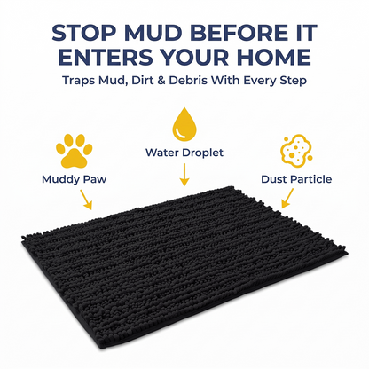 Muddymats® DuoMax Dog Door Mat for Muddy Paws – Dual-Texture Absorbent Mat Chenille Entryway Muddy Carpet®, Microfiber Quick Dry, Slip Resistant Machine Washable Indoor Mat