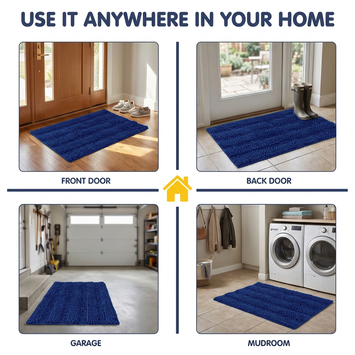 Muddymats® StripeMax Dog Floor Mat for Muddy Paws – Thick Plush Striped Chenille Muddy Carpet®, Super Water Absorbent Microfiber, Quick Dry, Slip Resistant Washable Indoor Mat