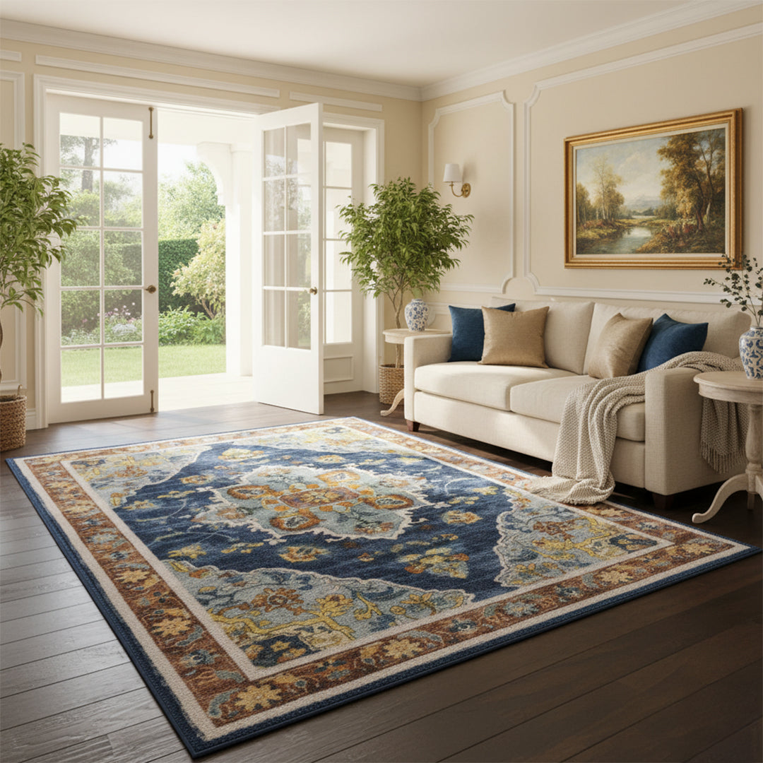 Muddy Carpet Mosaic Washable Area Rugs for Living Room, Bedroom & Dining Room – Modern Soft Low Pile Non Slip Carpet – Pet Friendly Waterproof Foldable Rugs for Home
