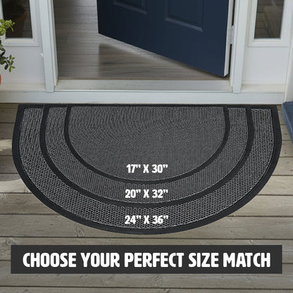 Muddymats® Semi-Circle Meshy Door Mat Heavy-Duty Quick-Dry Floor Mat, Sand & Dirt Trapper for Indoor & Outdoor, Ideal for Entrance, Patios & Garages, Low-Profile, Non-Slip, Washable, Mudroom
