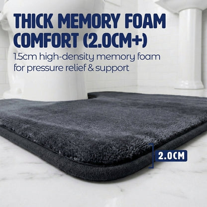 Muddymats® Memory Foam Bath Mat Set 2 Piece – Velvet Soft Non Slip Bathroom Rugs Set, Thick Absorbent Washable Bath Mats for Bathroom Floor and Shower, 20"x30" + 20"x20" U-Shaped