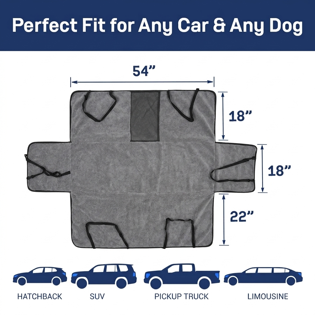 Muddymats® Petite Chenille Dog Car Seat Cover for Back Seat, 100% Waterproof Dog Hammock for Car, SUVs & Trucks, Heavy Duty, Scratch Proof Car Seat Cover, Slip Resistant Backing & Side Flaps