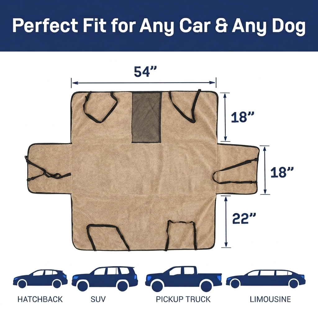 Muddymats® Petite Chenille Dog Car Seat Cover for Back Seat, 100% Waterproof Dog Hammock for Car, SUVs & Trucks, Heavy Duty, Scratch Proof Car Seat Cover, Slip Resistant Backing & Side Flaps