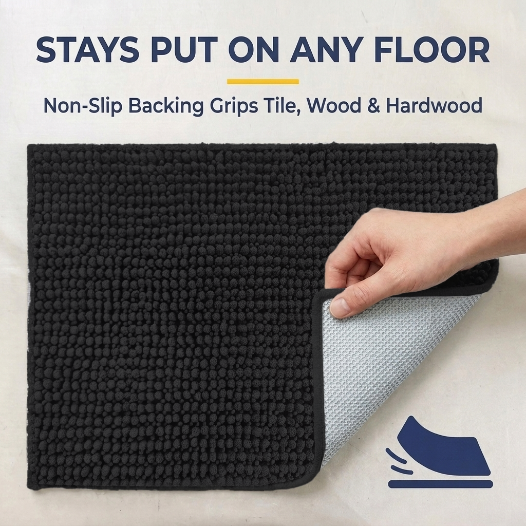 Muddymats® T.Max Dog Door Mat for Muddy Paws – Dirt-Trapping Chenille Entryway Muddy Carpet®, Super Water Absorbent Microfiber, Quick Dry, Slip Resistant Washable Indoor Mat