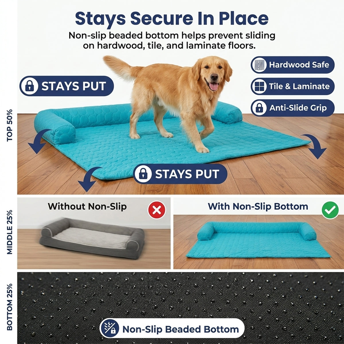 Muddymats® Ice Silk Cooling Dog Bed with Orthopedic Memory Foam & Bolster Rim, Self-Cooling Breathable Pet Sofa Bed, Extra-Wide Sofa Protection, Non-Slip, Detachable & Machine Washable