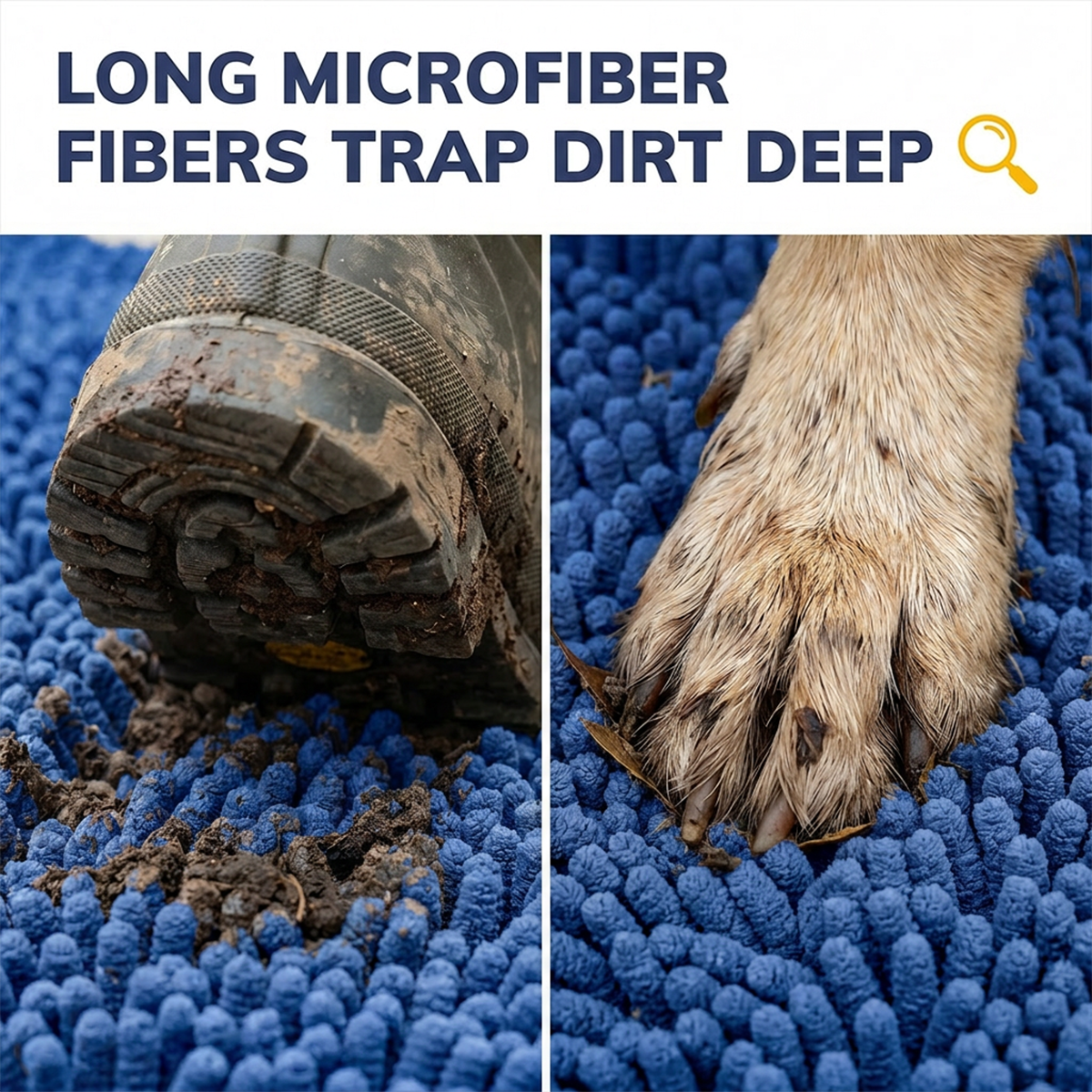Muddymats® DuoMax Dog Door Mat for Muddy Paws – Dual-Texture Absorbent Mat Chenille Entryway Muddy Carpet®, Microfiber Quick Dry, Slip Resistant Machine Washable Indoor Mat