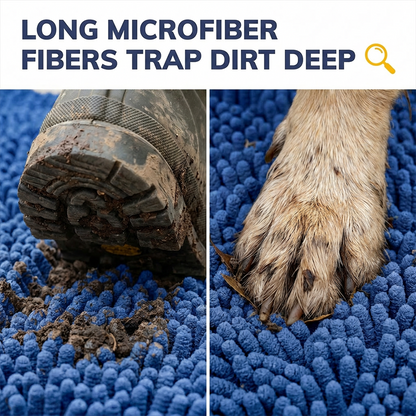 Muddymats® DuoMax Dog Door Mat for Muddy Paws – Dual-Texture Absorbent Mat Chenille Entryway Muddy Carpet®, Microfiber Quick Dry, Slip Resistant Machine Washable Indoor Mat