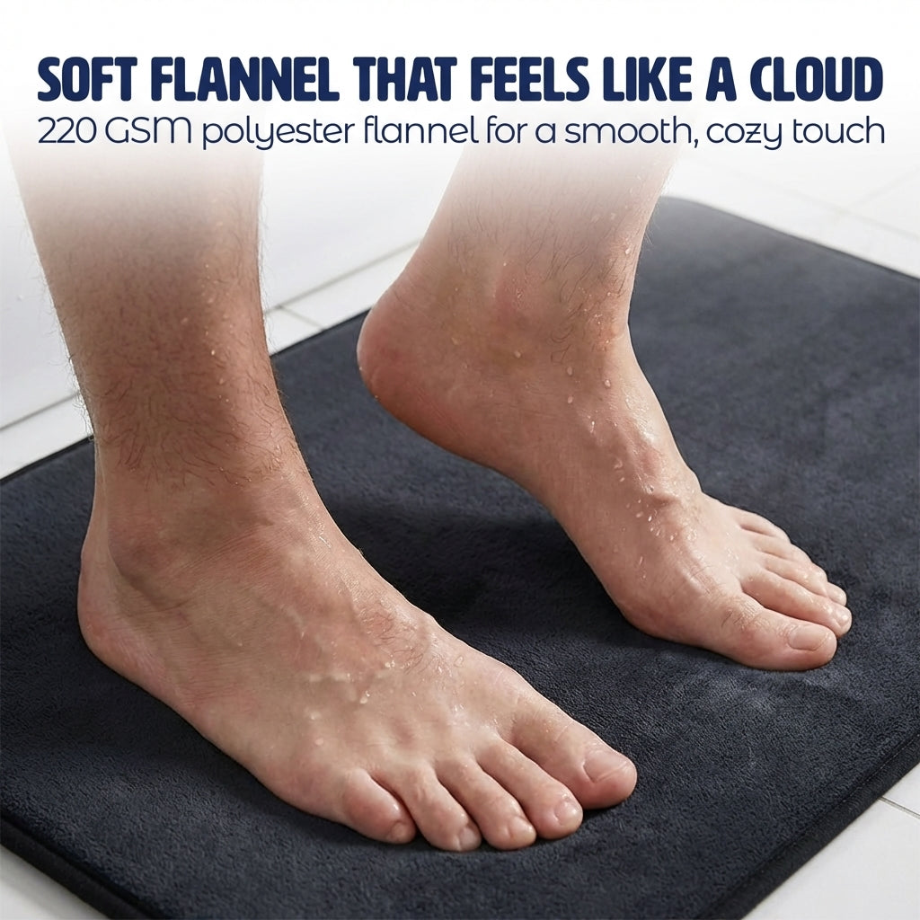 Muddymats® Memory Foam Bath Mat Set 2 Piece – Velvet Soft Non Slip Bathroom Rugs Set, Thick Absorbent Washable Bath Mats for Bathroom Floor and Shower, 20"x30" + 20"x20" U-Shaped