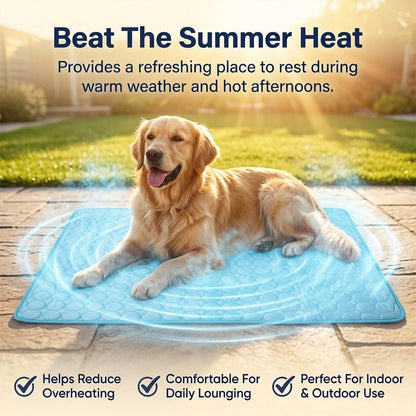 Muddymats® Self-Cooling Dog Mat, Ice Silk Cooling Pad for Dogs & Cats, No Water or Electricity Needed, Easy to Clean Non-Slip Summer Pet Mat for Indoor & Outdoor, Sofa, Crate & Car