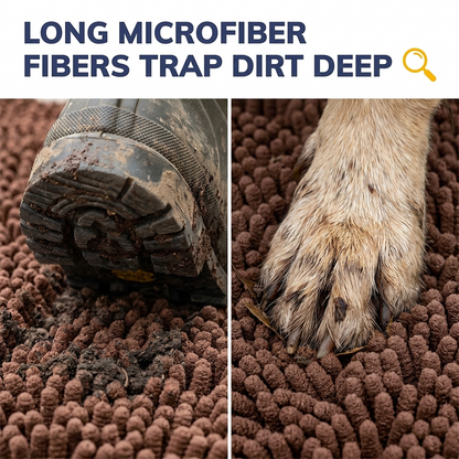 Muddymats® DuoMax Dog Door Mat for Muddy Paws – Dual-Texture Absorbent Mat Chenille Entryway Muddy Carpet®, Microfiber Quick Dry, Slip Resistant Machine Washable Indoor Mat