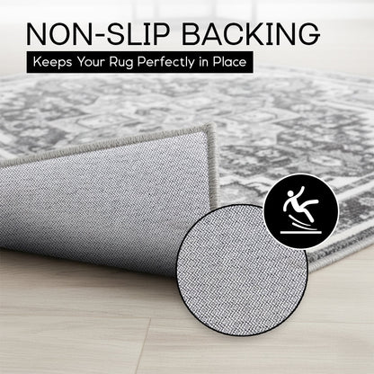 Muddy Carpet Onyx Washable Area Rugs for Living Room, Bedroom & Dining Room – Modern Soft Low Pile Non Slip Carpet – Pet Friendly Waterproof Foldable Rugs for Home