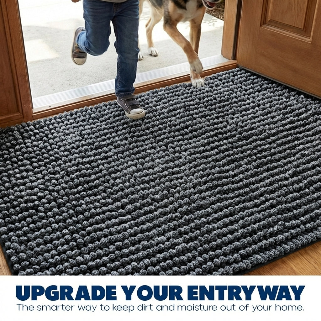 Muddymats® T.Max Dual Tone Indoor Dog Door Mat & Bathroom Rugs – Non Slip Chenille Entryway Rug for Muddy Paws, Super Absorbent Washable Front Door Mat, Quick Dry Bath Mat