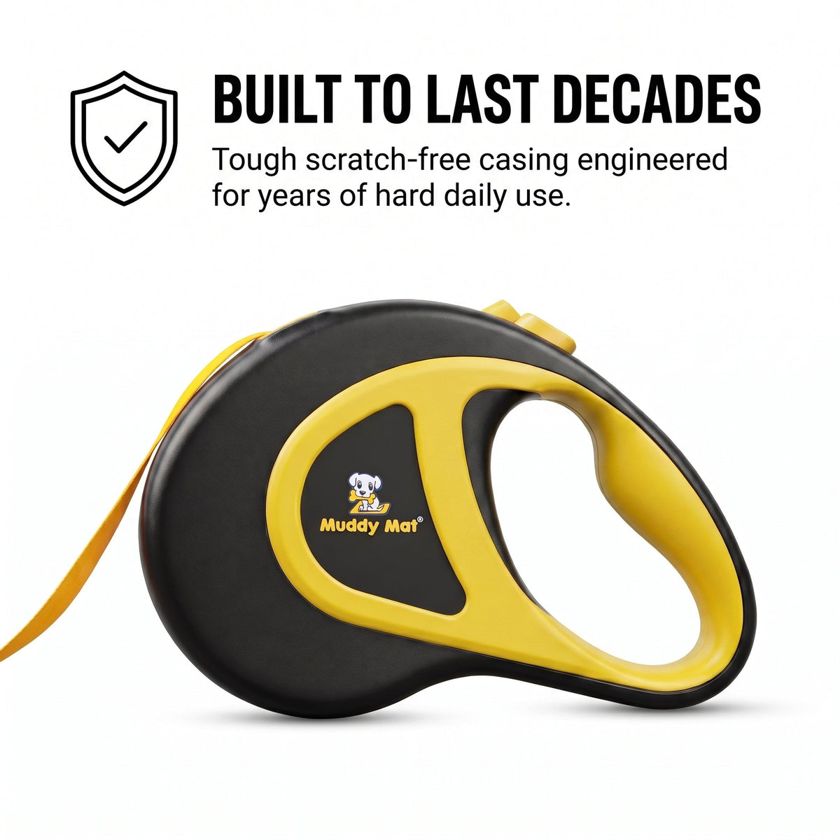 Muddymats® Retractable Dog Leash – 16 ft Heavy Duty Tape Leash for Small & Medium Dogs up to 44 lbs | One-Button Brake, 360° Tangle-Free | Ergonomic Grip
