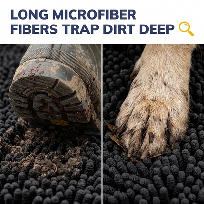 Muddymats® DuoMax Dog Door Mat for Muddy Paws – Dual-Texture Absorbent Mat Chenille Entryway Muddy Carpet®, Microfiber Quick Dry, Slip Resistant Machine Washable Indoor Mat