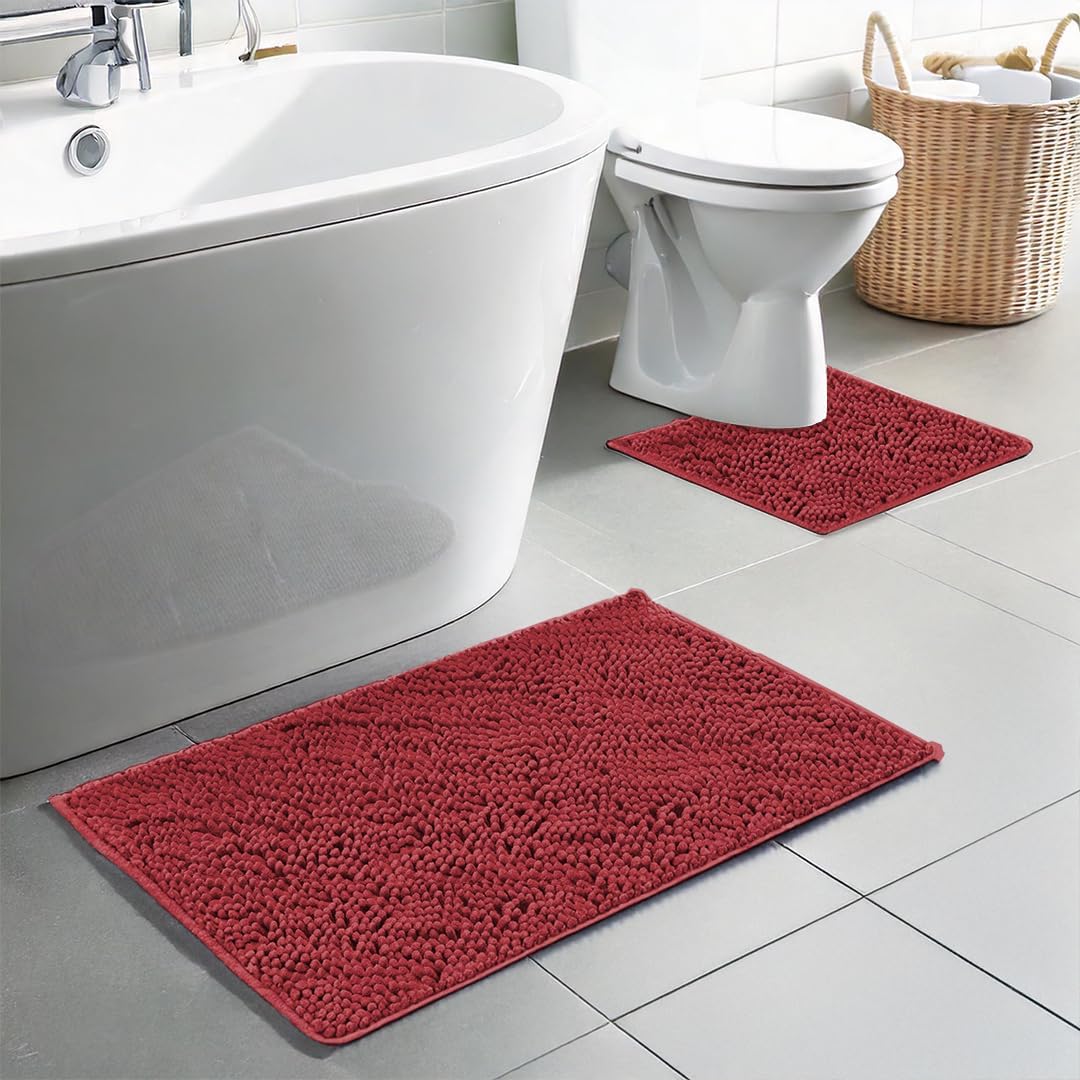 Muddymats® Bathroom Rugs set, Bath Mats (20”x30”) with U Shaped Toilet Mat (20”x20”)