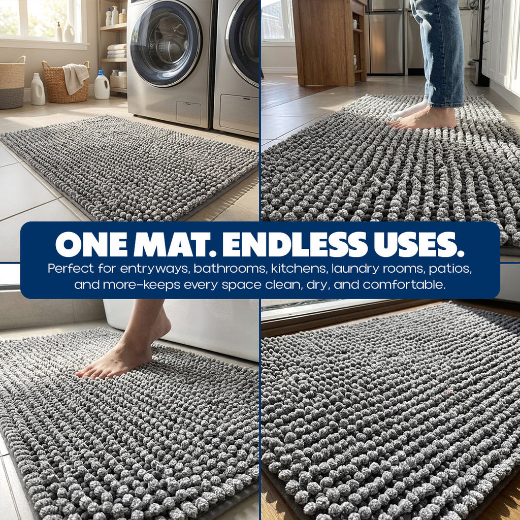 Muddymats® T.Max Dual Tone Indoor Dog Door Mat & Bathroom Rugs – Non Slip Chenille Entryway Rug for Muddy Paws, Super Absorbent Washable Front Door Mat, Quick Dry Bath Mat