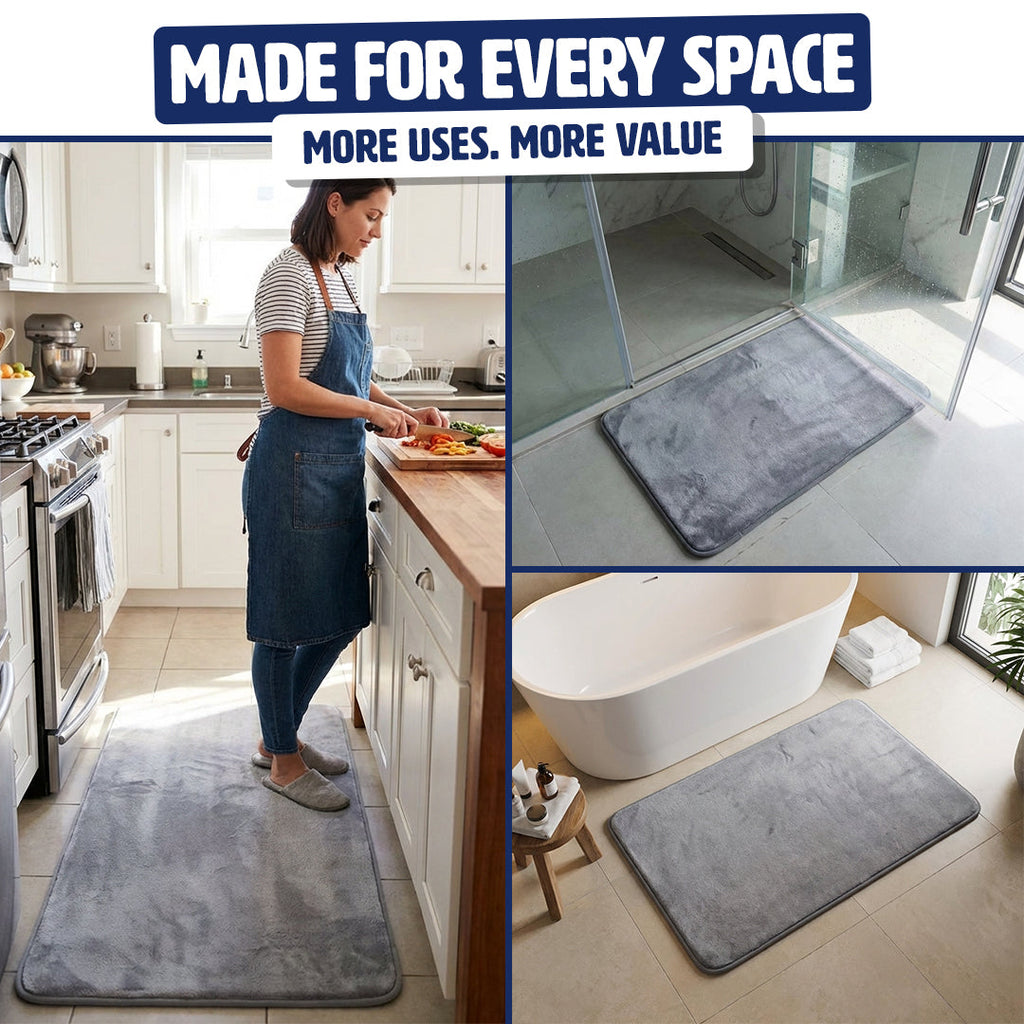 Muddymats® Memory Foam Bath Mat – Velvet Soft Non Slip Bathroom Rugs, Thick Absorbent Bath Rugs, Washable Bath Mat for Bathroom Floor and Shower