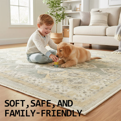 Muddy Carpet Monarch Washable Area Rugs for Living Room, Bedroom & Dining Room – Modern Soft Low Pile Non Slip Carpet – Pet Friendly Waterproof Foldable Rugs for Home