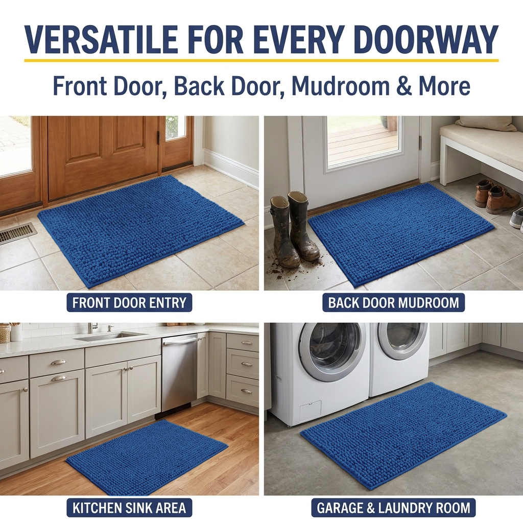 Muddymats® T.Max Dog Door Mat for Muddy Paws – Dirt-Trapping Chenille Entryway Muddy Carpet®, Super Water Absorbent Microfiber, Quick Dry, Slip Resistant Washable Indoor Mat