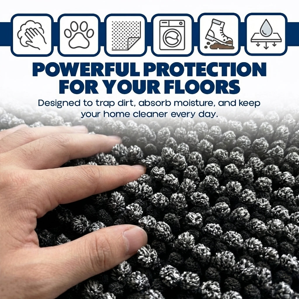 Muddymats® T.Max Dual Tone Indoor Dog Door Mat & Bathroom Rugs – Non Slip Chenille Entryway Rug for Muddy Paws, Super Absorbent Washable Front Door Mat, Quick Dry Bath Mat