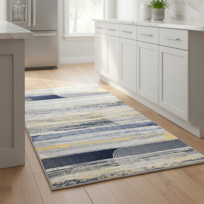 Muddy Carpet Horizon Washable Area Rugs for Living Room, Bedroom & Dining Room – Modern Soft Low Pile Non Slip Carpet – Pet Friendly Waterproof Foldable Rugs for Home