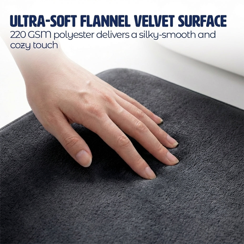 Muddymats® Memory Foam Bath Mat Set 2 Piece – Velvet Soft Non Slip Bathroom Rugs Set, Thick Absorbent Washable Bath Mats for Bathroom Floor and Shower, 20"x30" + 20"x20" U-Shaped