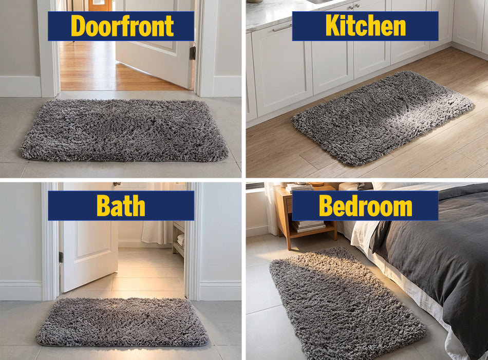 Muddymats® Fluffy Bathroom Rug, Soft Absorbent Microfiber Bath Mat, Non Slip, Quick Dry, Machine Washable for Bathroom Floor, Tub, Shower, Toilet and Sink