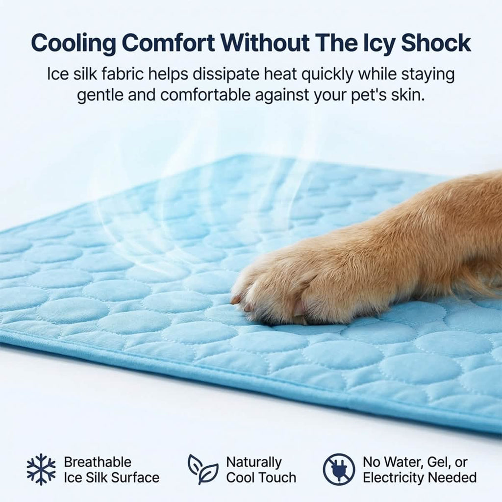 Muddymats® Self-Cooling Dog Mat, Ice Silk Cooling Pad for Dogs & Cats, No Water or Electricity Needed, Easy to Clean Non-Slip Summer Pet Mat for Indoor & Outdoor, Sofa, Crate & Car