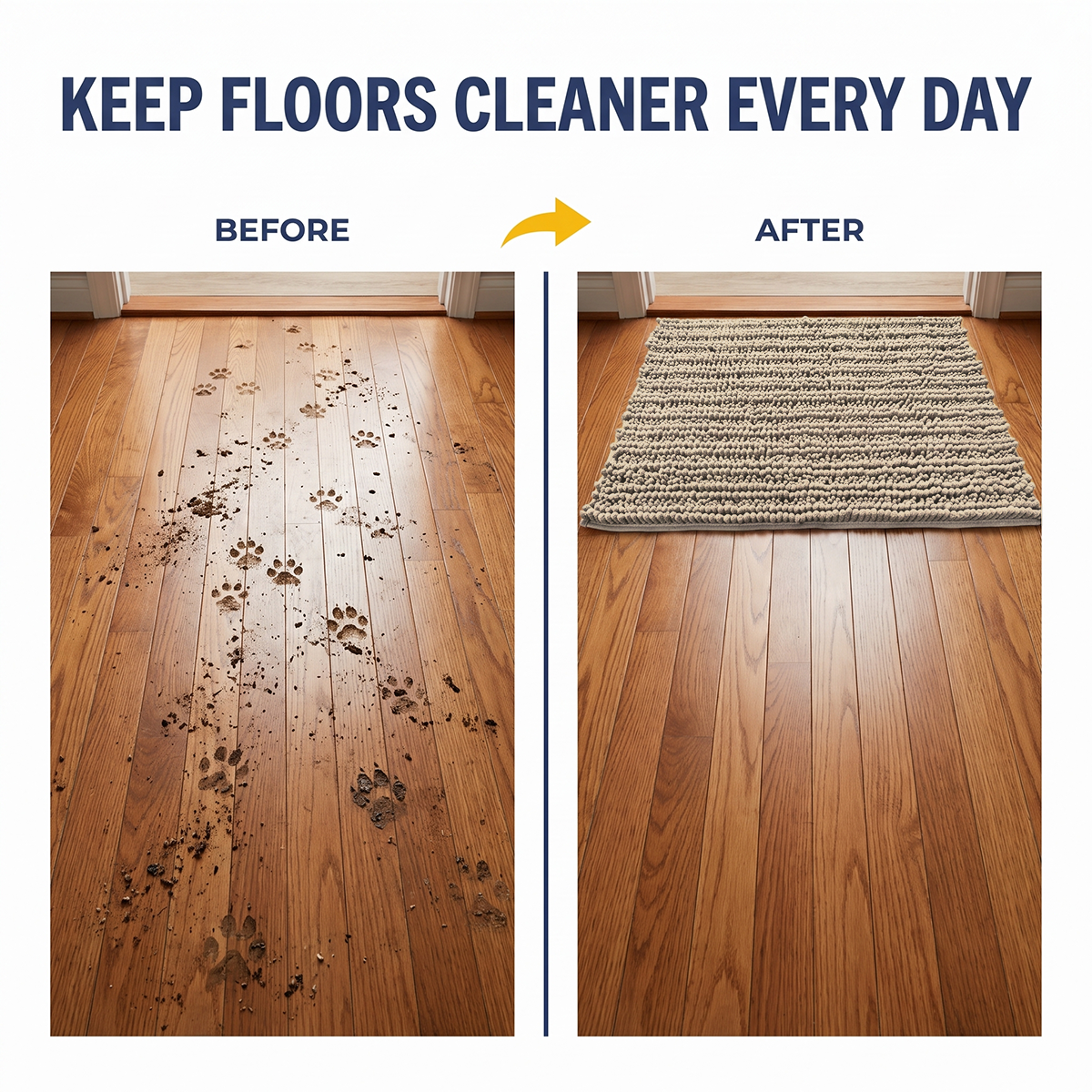 Muddymats® DuoMax Dog Door Mat for Muddy Paws – Dual-Texture Absorbent Mat Chenille Entryway Muddy Carpet®, Microfiber Quick Dry, Slip Resistant Machine Washable Indoor Mat