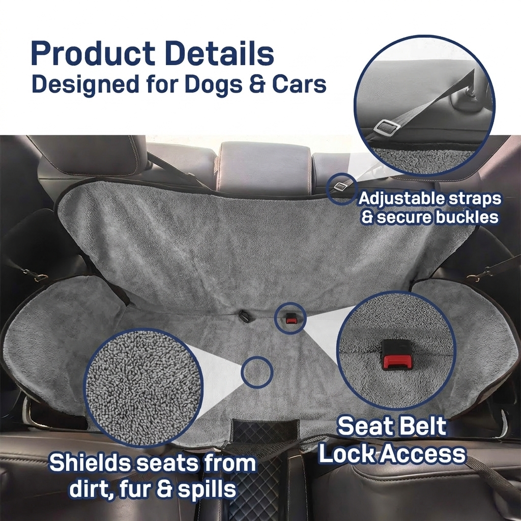 Muddymats® Petite Chenille Dog Car Seat Cover for Back Seat, 100% Waterproof Dog Hammock for Car, SUVs & Trucks, Heavy Duty, Scratch Proof Car Seat Cover, Slip Resistant Backing & Side Flaps
