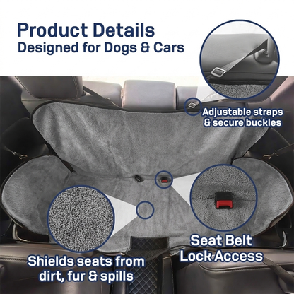 Muddymats® Petite Chenille Dog Car Seat Cover for Back Seat, 100% Waterproof Dog Hammock for Car, SUVs & Trucks, Heavy Duty, Scratch Proof Car Seat Cover, Slip Resistant Backing & Side Flaps
