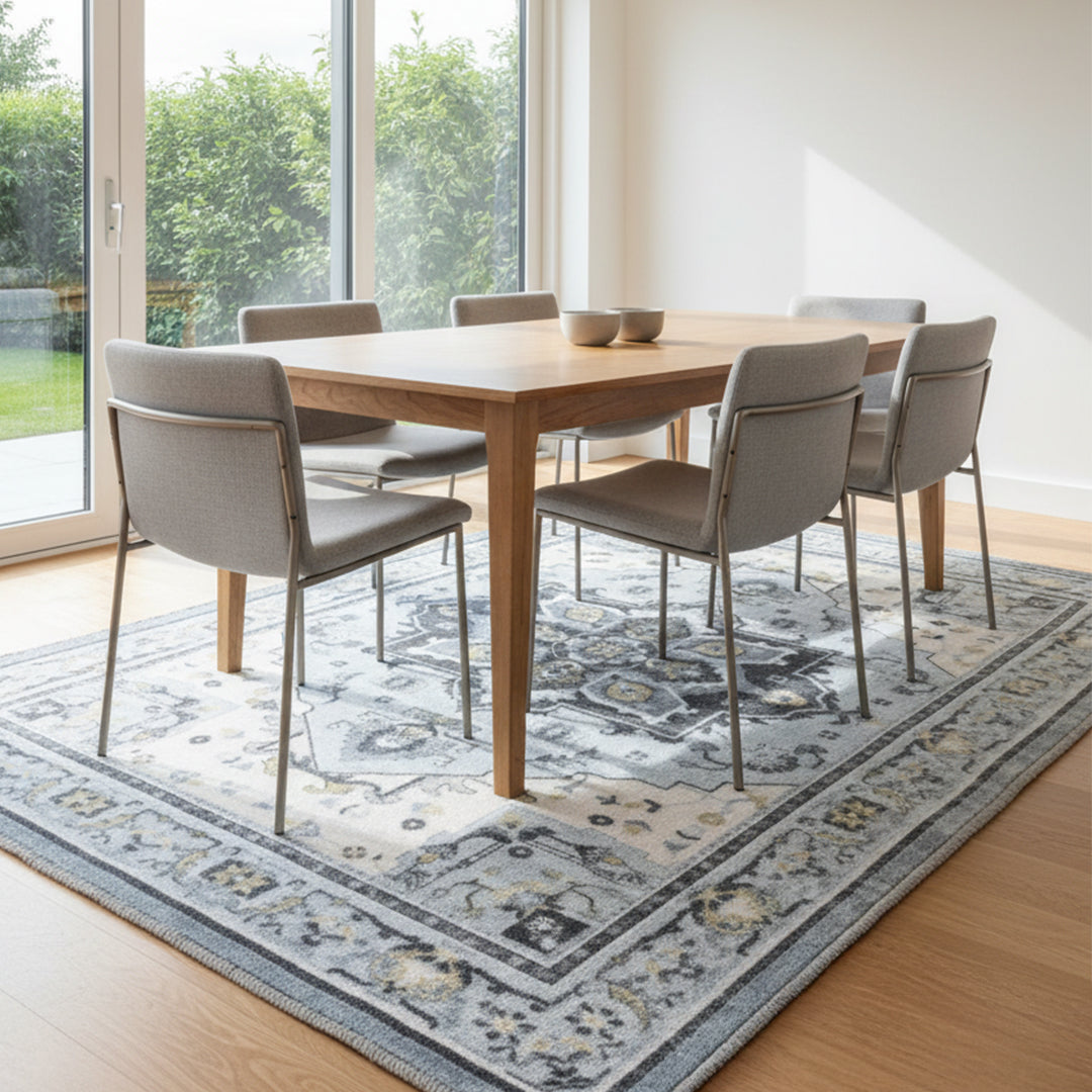 Muddy Carpet Azure Washable Area Rugs for Living Room, Bedroom & Dining Room – Modern Soft Low Pile Non Slip Carpet – Pet Friendly Waterproof Foldable Rugs for Home