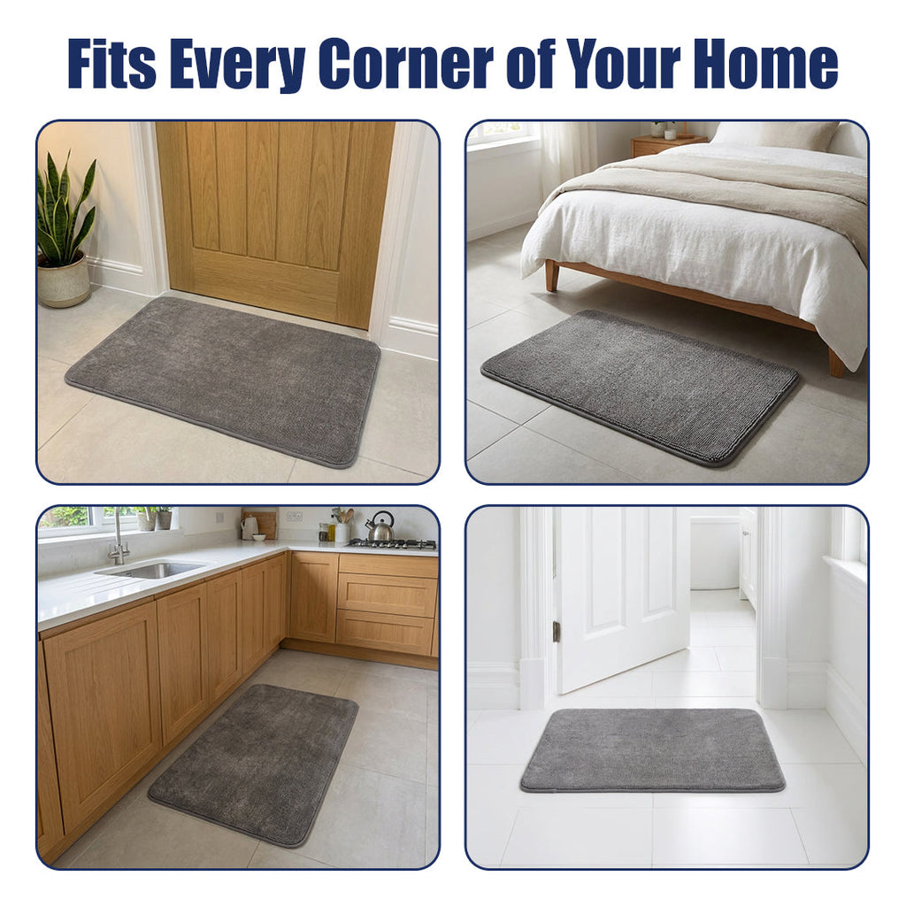 Muddymats® CloudStep Bathroom Rugs 2 Piece Set, Non Slip Bath Mats for Bathroom, Absorbent Memory Foam Chenille, Machine Washable Quick Dry Toilet Rug Set, 20"x30" + 20"x20" U-Shaped