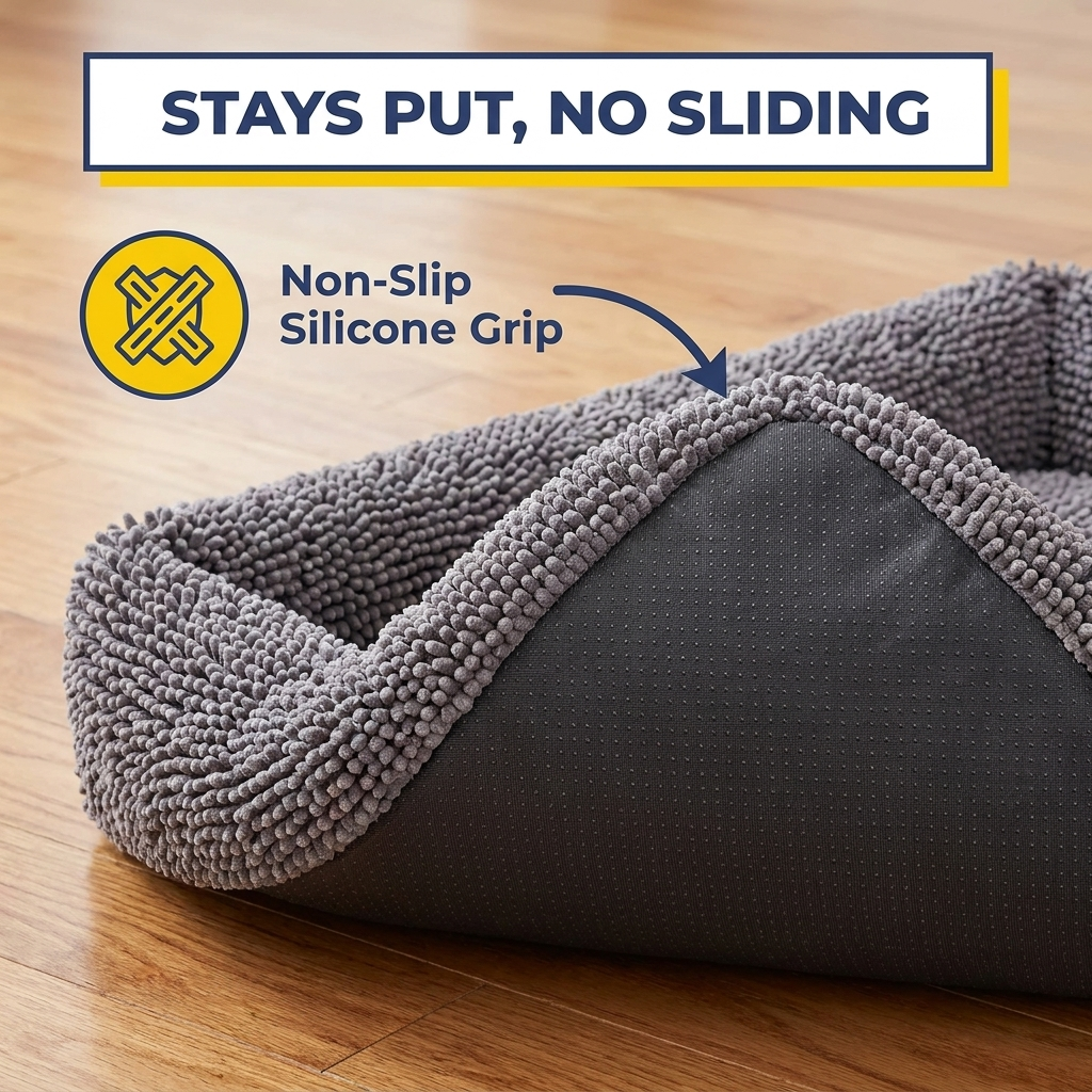 Muddymats® Rectangle Dog Bed — Real Memory Foam Support, Cozy Chenille Cover, Machine Washable | Fits Small to Large Dogs