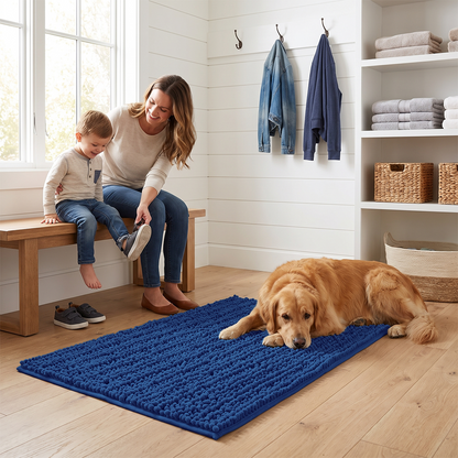Muddymats® DuoMax Dog Door Mat for Muddy Paws – Dual-Texture Absorbent Mat Chenille Entryway Muddy Carpet®, Microfiber Quick Dry, Slip Resistant Machine Washable Indoor Mat