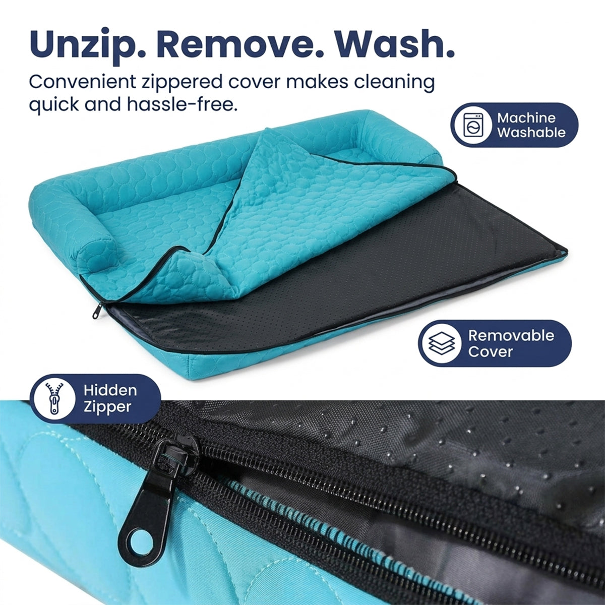 Muddymats® Ice Silk Cooling Dog Bed with Orthopedic Memory Foam & Bolster Rim, Self-Cooling Breathable Pet Sofa Bed, Extra-Wide Sofa Protection, Non-Slip, Detachable & Machine Washable