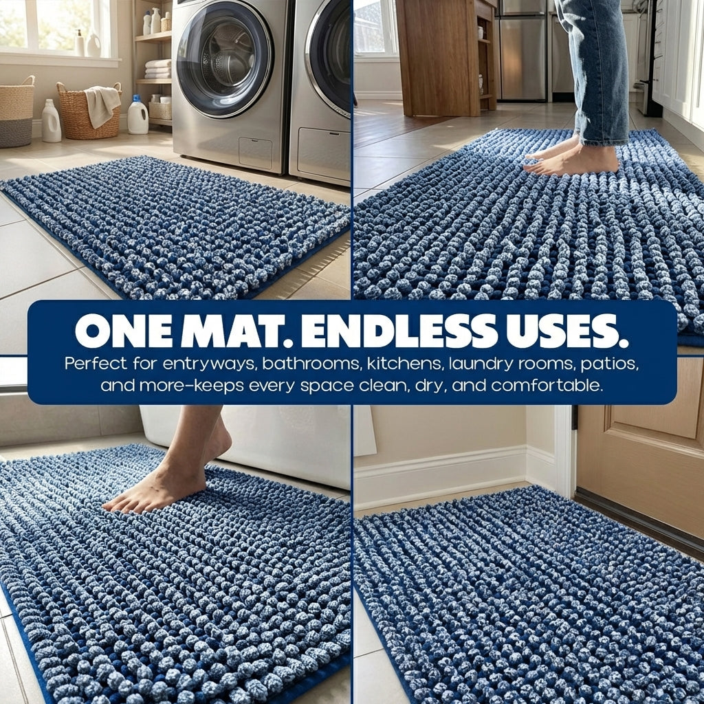 Muddymats® T.Max Dual Tone Indoor Dog Door Mat & Bathroom Rugs – Non Slip Chenille Entryway Rug for Muddy Paws, Super Absorbent Washable Front Door Mat, Quick Dry Bath Mat