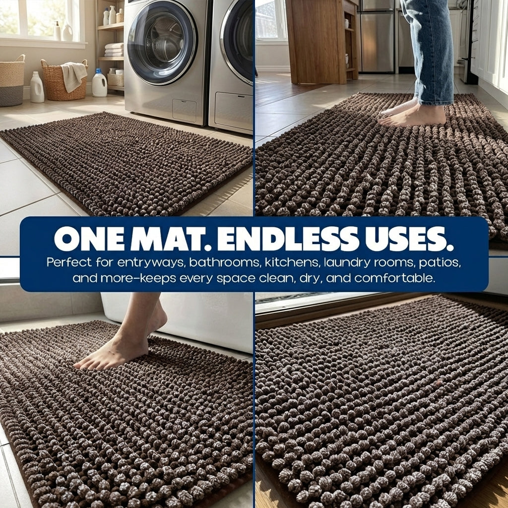Muddymats® T.Max Dual Tone Indoor Dog Door Mat & Bathroom Rugs – Non Slip Chenille Entryway Rug for Muddy Paws, Super Absorbent Washable Front Door Mat, Quick Dry Bath Mat